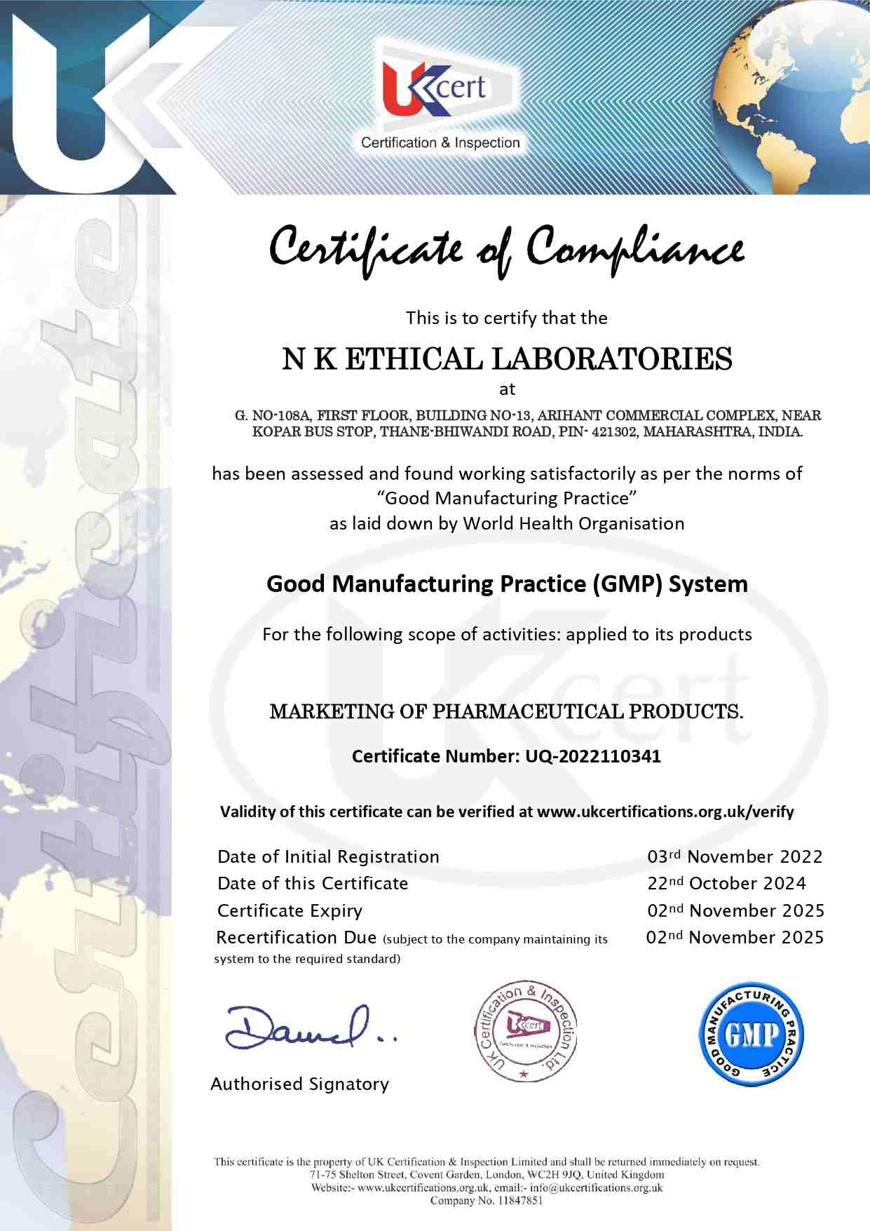N K ETHICAL LABORATORIES GMP CERTIFIED